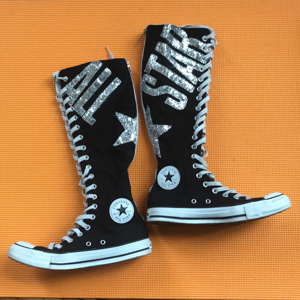 Converse All Star Glitter Black & White KNEE HIGH